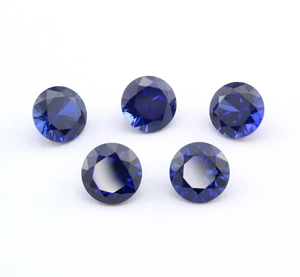 Zafiro azul cultivado en laboratorio, piedras preciosas sueltas facetadas redondas, zafiro azul facetado para la fabricación de joyas, tamaño de 3 MM a 20 MM - Product Image 1