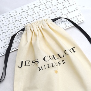 Natural White Custom Logo Color Muslin Cotton Small Drawstring Bag for Jewelry Custom Logo Cotton Perfume Gift Drawstring Bag - Product Image 4