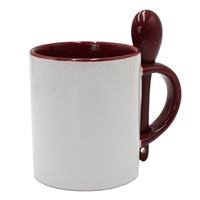 Tasse à café décorative en céramique, pour verre intérieur, de haute qualité, avec housse, cuillère à manche, pour Sublimation, 10 pièces, 11 oz
