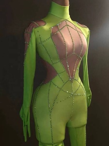 <strong>Rhinestone</strong> outfit White Shiny Diamond Elegant Jumpsuit Women Loose Plus Size Clothing Formal Bodysuit Long <strong>Leggings</strong> - Product Image 3