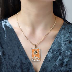 Zoryn Mayoreo Cadena de Eslabones de Moda de Aleación de Zinc con Colgante de Esmalte Dorado con Efecto de Goteo de Aceite, Collar de la Marca Tarot para Uso Diario - Product Image 6