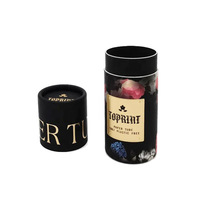 Tube en carton recyclable noir avec logo personnalisé, gaufrage doré, pour emballage de cosmétiques, parfums et poudres en vrac, finition UV