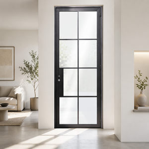 High Quality Steel <b>Frame</b> Glass Door Interior <b>Swing</b> with Double Tempered Factory Supplier - Product Image 3