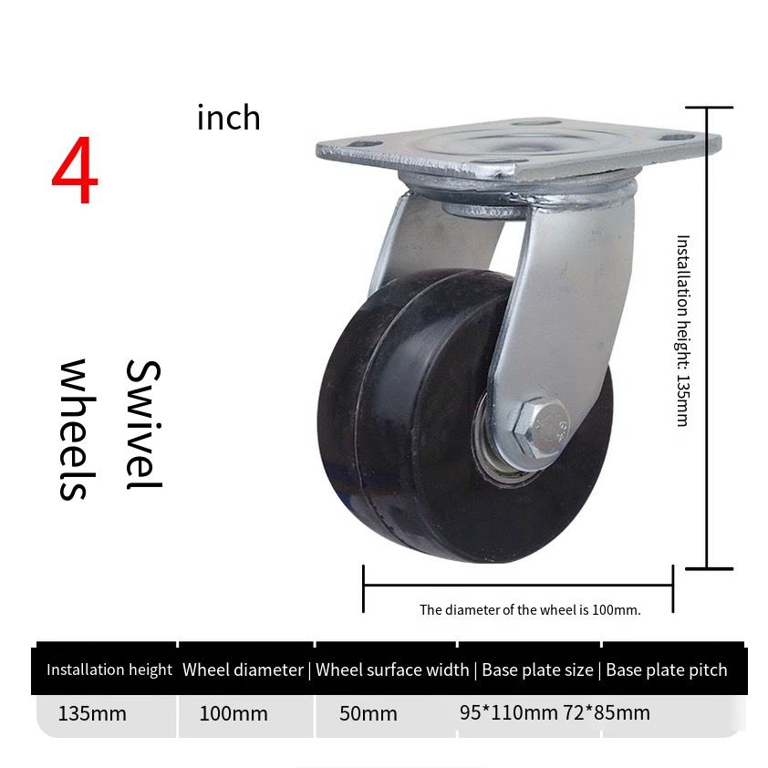 Caster Wheel 4*2 /5*2/6*2/8*2 Inch Black Flat Tread Phenolic Medium Heavy Duty for Iron for