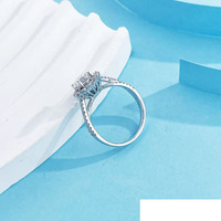 Anello di Fidanzamento Artistico alla Moda con 4 Punte Rotonde, Anello di Fidanzamento in Platino Pt950 con Diamante di Laboratorio per Donne