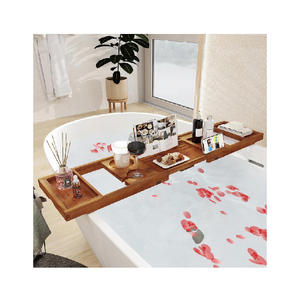 Plateau de baignoire Plateau de <span class=keywords><strong>bain</strong></span> de luxe avec poignées extensibles, verre à vin et supports pour téléphone - Product Image 4
