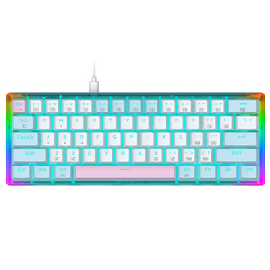 New Release 61-key Wired Type C Led Gaming Keyboard Transparent Abs 61-standard Keys Waterproof Programmable 60 Small - Product Image 2