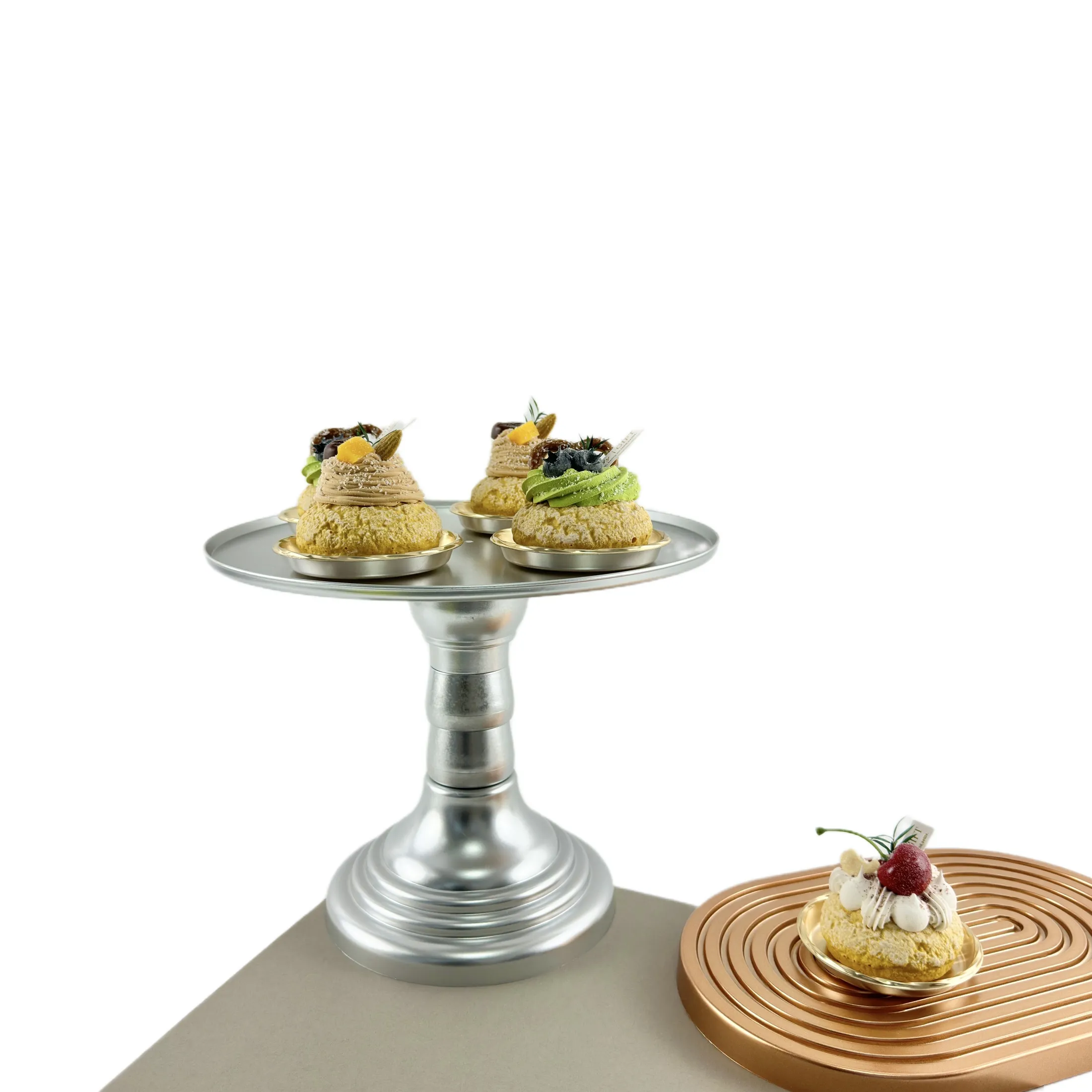 Set dudukan kue warna emas, untuk meja hidangan penutup untuk perlengkapan dekorasi kue