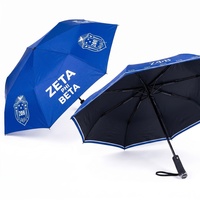 Parapluie pliant personnalisé bleu et blanc avec lettres grecques 1920 pour la sororité, souvenir universitaire