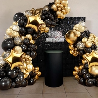 Kit de guirlande de ballons noirs ballons de confettis d'or Ballons en latex Kit d'arc pour les décorations de fête d'anniversaire d'anniversaire d'anniversaire de remise des diplômes
