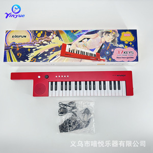 คีย์บอร์ดอิเล็กทรอนิกส์ 37 คีย์ ยี่ห้อ Yinyue พร้อมพอร์ต USB และช่องเสียบเสียง ใช้พลังงานจากแบตเตอรี่ สำหรับวัยรุ่น สีแดงและสีขาว - Product Image 2