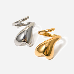 Heart Shaped <b>Open</b> <b>Ring</b> 18k Gold Stainless Steel For Women Gift Jewelry - Product Image 1