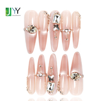 Ongles en gel 3D faits à la main avec strass, faux ongles extra longs de haute qualité, ongles acryliques faits à la main XL pour femmes