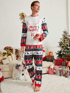 Pijama <span class=keywords><strong>de</strong></span> Navidad 2026 para <span class=keywords><strong>hombre</strong></span> con estampado <span class=keywords><strong>de</strong></span> Grinch, conjunto <span class=keywords><strong>de</strong></span> camiseta <span class=keywords><strong>de</strong></span> cuello redondo y pantalón jogger, ropa <span class=keywords><strong>de</strong></span> dormir divertida y fea para Navidad, ropa <span class=keywords><strong>de</strong></span> estar por casa - Product Image 1