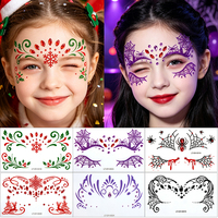 Stiker Kristal Berhias Rhinestone, Mutiara, dan Payet Renda 3D Kupu-kupu Merah OEM Khusus untuk Pesta Halloween