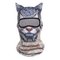 Masque de ski intégral 3D imprimé motif chat, cagoule animale pour activités de plein air, randonnée, cyclisme
