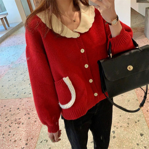 Mùa Xuân Phụ Nữ Mới Đến Kích Thước Miễn Phí Lỏng Lẻo Phù Hợp V-Cổ Ve Áo Dài Tay Áo Áo Len Cardigan - Product Image 4