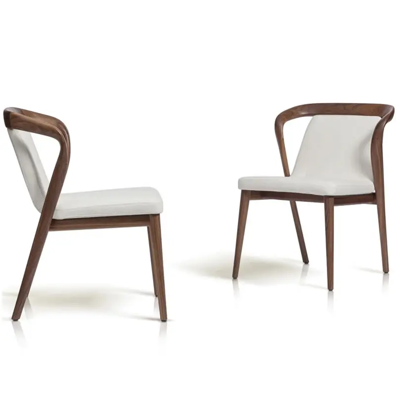 Sedia per il tempo libero dal design moderno in legno massello mobili in pelle di colore bianco set di sedie da caffè per caffetteria