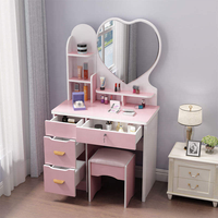 Table de toilette multi-tiroirs en MDF de haute qualité avec miroir LED éclairé, coiffeuse pour chambre d'adolescente