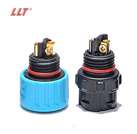 Connecteurs étanches LLT 250V M16 IP67 IP68 15A 2 broches à verrouillage rapide pour soudure, alimentation extérieure, femelle et mâle