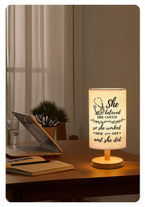 Lampe de table décorative en bois de luxe faite à la main avec un tissu de protection, cadeau de décoration bouddhiste UIONEN 2172 - Product Image 6