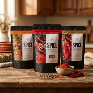 Sachets d'emballage personnalisés en aluminium mat imprimé pour piments secs, ail, curcuma, <span class=keywords><strong>cannelle</strong></span>, poudre d'épices et lait, 50g 100g - Product Image 3