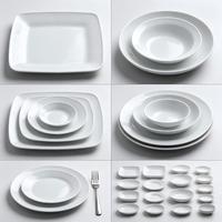 Nouvelles assiettes et bols en céramique modernes, luxueuses et durables, en porcelaine blanche, pour la maison