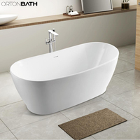Ortonbaigbain bain antidérapant blanc mat adulte acrylique autoportant bain chaud SPA baignoire en plastique articles sanitaires baignoire de trempage