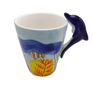 Ocean Marine Reef Bottlenose Dolphin 12oz Ceramic Mug Coffee Cup Home & Kitchen Decor Accessory,Porcelain milk Mug