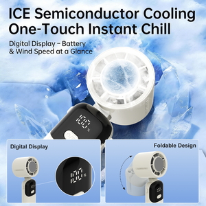 Ventilateur portable pliable sans pales 2400 mAh rechargeable, mini turbo, pour extérieur, avec fonction pack de glace, moteur sans balais, autonomie > 8h - Product Image 2