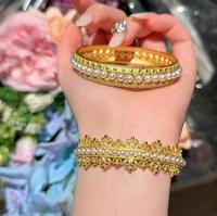 Magnifique Bracelet Manchette en Perles Dorées, Cadeau d'Anniversaire de Créateur, Bijoux Tendance de Luxe Vintage, Colliers et Bracelets