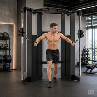 Appareil de musculation multifonctionnel commercial à double poulie réglable avec structure en bois de chêne, pile de poids de 140 kg, crossover de luxe pour salle de sport