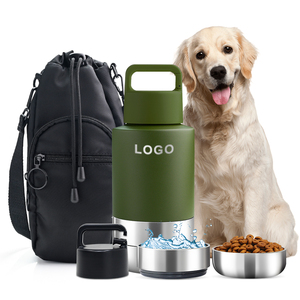 32 oz özel Logo 3 in 1 çevre dostu ayarlanabilir paslanmaz çelik taşınabilir <span class=keywords><strong>Pet</strong></span> besleyici seyahat köpek su şişeleri gıda konteyner - Product Image 1