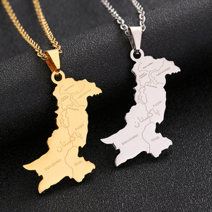 Collane a catena con mappa del Pakistan collana a catena con ciondolo con mappa della bandiera del Pakistan in acciaio inossidabile placcato <span class=keywords><strong>oro</strong></span> 18 carati - Product Image 4