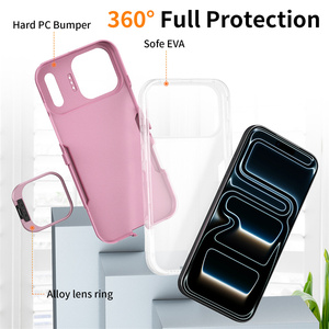 Coque de protection antichoc avec support pour appareil photo intégré pour iPhone 17 16 15 Pro Max, compatible avec les modèles Defender, avec support de maintien et protection arrière symétrique - Product Image 6