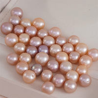 Perles d'eau douce naturelles Edison de 12-14 mm, colorées, semi-percées, rondes, froissées, légèrement imparfaites, A08 pour l'art des ongles