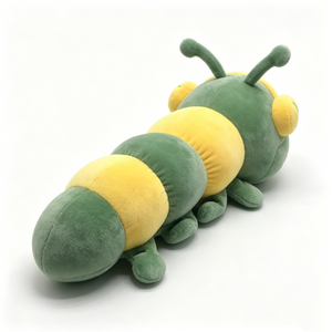 Peluche de oruga larga personalizada, peluche de oruga verde-amarillo, juguete de peluche de oruga - Product Image 3