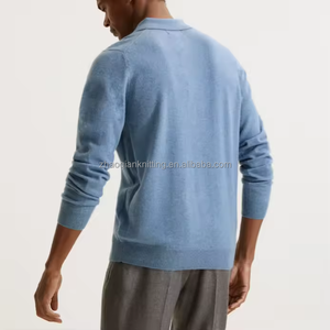 Maglione ZQ Personalizzato da <span class=keywords><strong>Uomo</strong></span> in <span class=keywords><strong>Lana</strong></span> Merino con Zip Corta, Collo a <span class=keywords><strong>Polo</strong></span>, Maniche Lunghe, Tinta Unita, Lavorato a Maglia per Primavera, Autunno e Inverno - Product Image 3