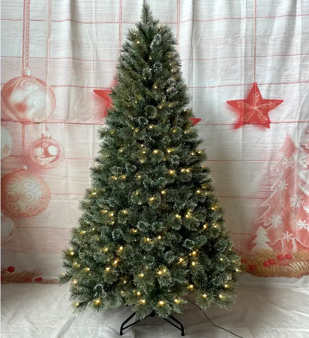 Árbol de Navidad verde LED preiluminado de puntas mixtas, buen precio, árbol de Navidad con aguja de pino, árbol de decoración de Navidad con cambio de Color