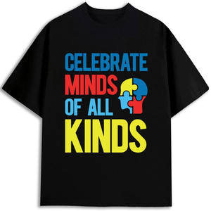 Camiseta para hombre Celebrate Minds Of All Kinds, 100% algodón, manga corta, estampada, ecológica, corte regular, cuello redondo - Product Image 1