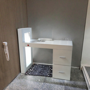 CONRIS Modern European Style Nail Spa <b>Desk</b> <b>Salon</b> Manicure Furniture LED- Light Dust Collector Stainless Steel Material Apartment - Product Image 3