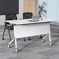 Bureau pliant de style panneau moderne pour la maison, le bureau, l'hôtel ou l'école-Table de conférence en bois avec repose-boissons en fer Caractéristiques