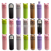 Usine En Gros Silicone Papeterie Organisateur Durable Stylo Sac Cas pour Étudiants Fantaisie Crayon Pochette Sacs D'école