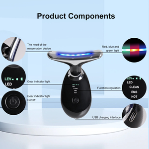 Outil anti-âge rechargeable de masseur de visage et de cou de vibration d'EMS pour la luminothérapie de raffermissement de peau de lifting de rides - Product Image 5