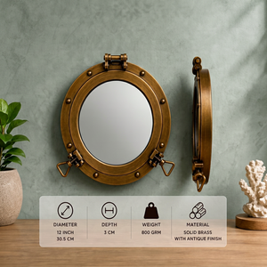 Handcrafted Antique Brass Nautical Porthole <b>Mirror</b> <b>Round</b> <b>Wall</b> <b>Mirror</b> Marine Ship Window Style Decorative Coastal Home Decor - Product Image 4