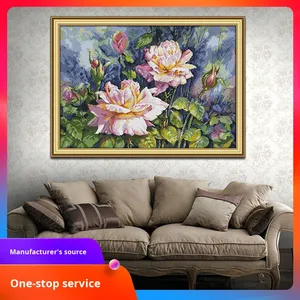 NKF Vintage Rose <span class=keywords><strong>punto</strong></span> <span class=keywords><strong>de</strong></span> <span class=keywords><strong>cruz</strong></span> planta <span class=keywords><strong>de</strong></span> estilo europeo sala <span class=keywords><strong>de</strong></span> estar pintura decorativa Simple pequeño autobordado Kit <span class=keywords><strong>de</strong></span> Material DIY - Product Image 2