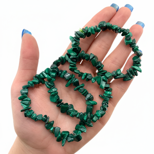 Vente en gros de bracelets en cristal de malachite naturelle, pierre semi-précieuse de guérison, malachite, gravillons, souvenirs - Product Image 1