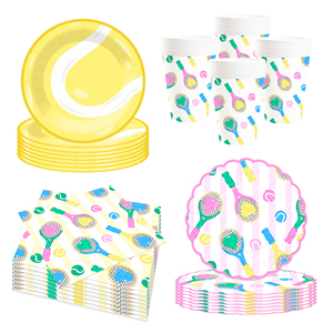 Ensemble de vaisselle sur le thème du sport DAMAI avec des éléments de tennis, assiettes en papier, serviettes, gobelets pour fête d'anniversaire de garçon ou de fille - Product Image 5