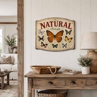 Plaque Métallique Vintage Papillon Histoire Naturelle, Décoration Murale Botanique Cottagecore pour Jardin, Plaque Métallique Embossée – Fabricant