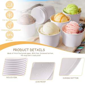 Tùy chỉnh in dùng một lần bao bì thực phẩm để đi <span class=keywords><strong>container</strong></span> Vòng giấy gạo Bát Salad trắng với nắp trong suốt cho Ramen mì ống - Product Image 3